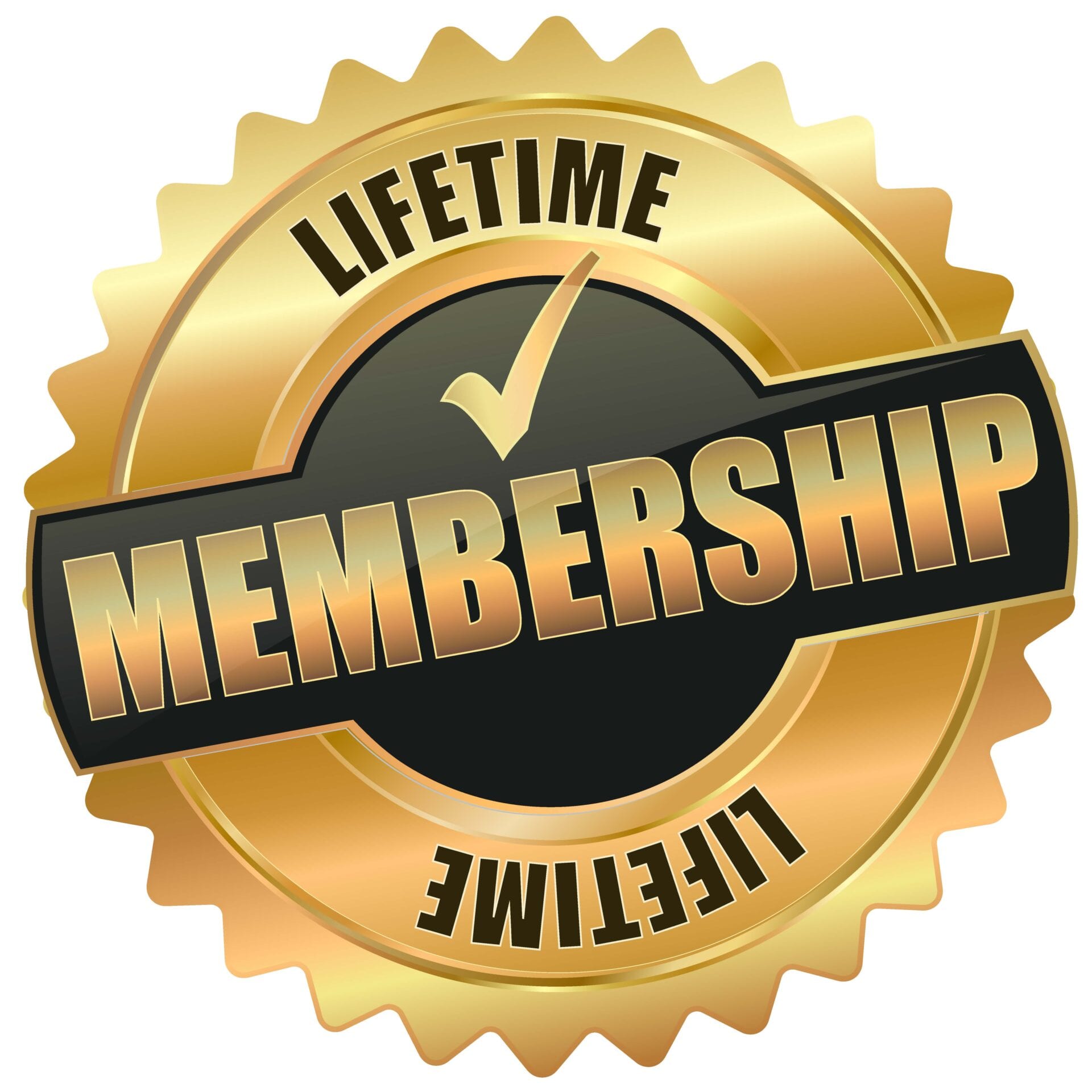 A gold seal that says lifetime membership.